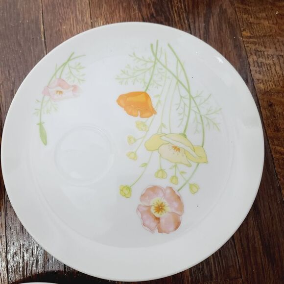 Vintage MCM Mid Century Modern Japan Pastel Flower Plate Set of 8 - Picture 11 of 14